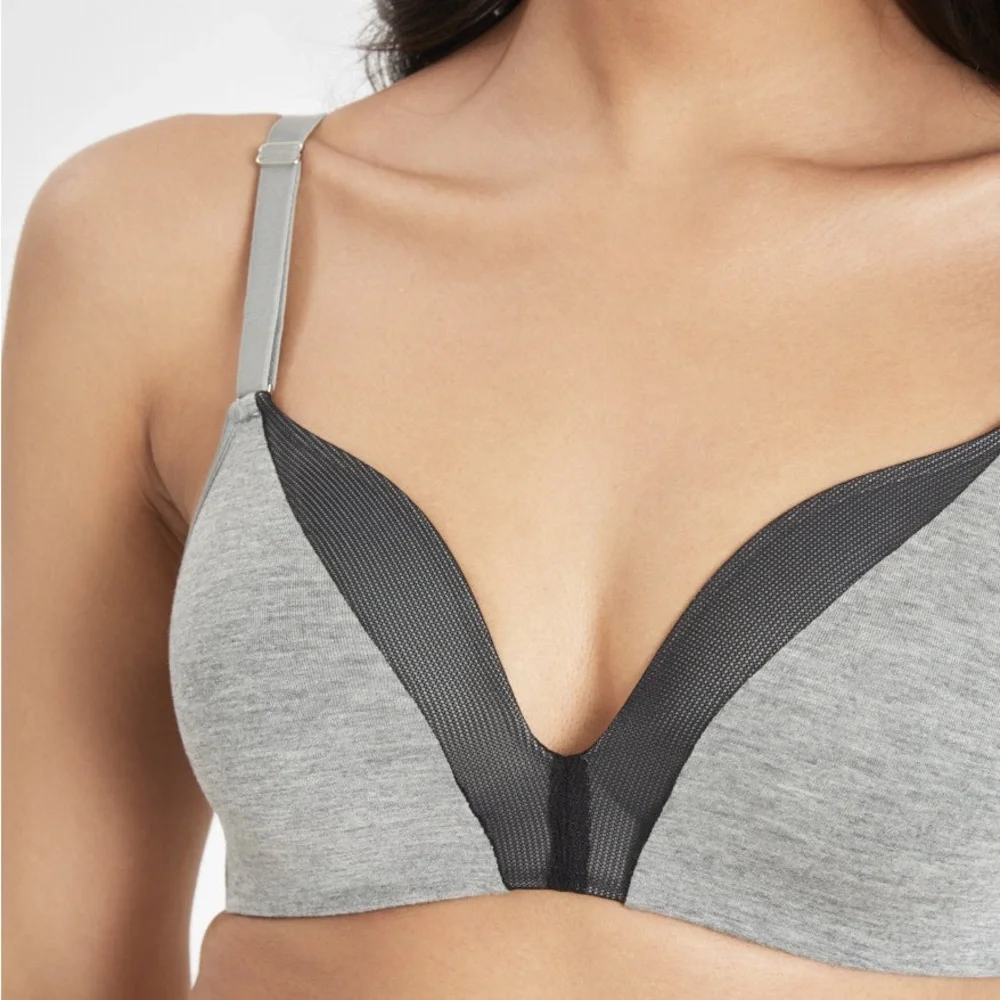 Lively No Wire Push-up - Gray and Black Women's Bra - Picture 1 of 4